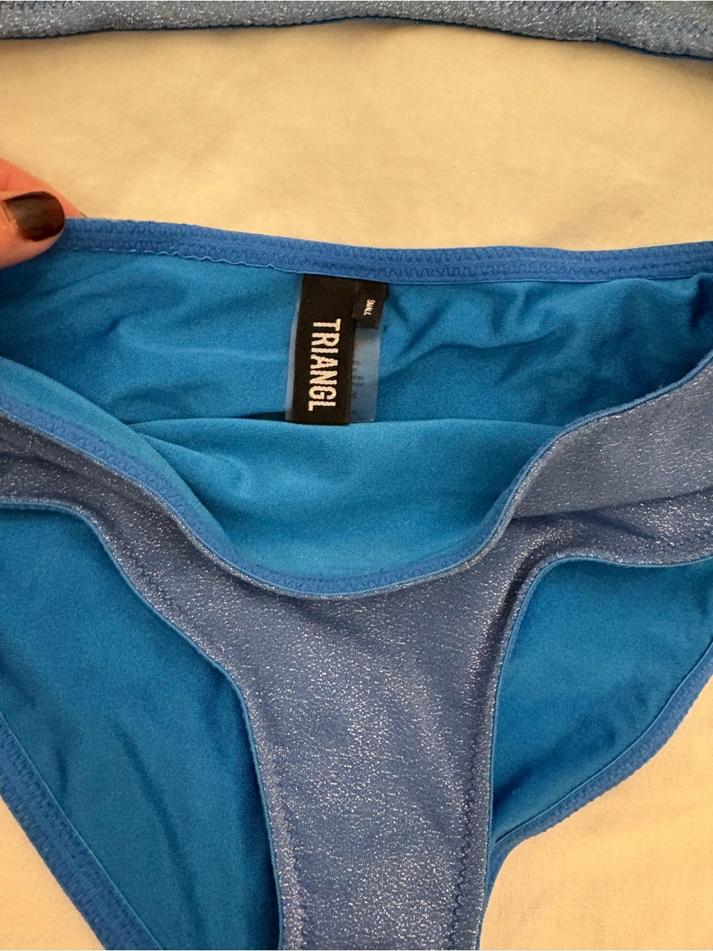 triangl swimwear sparkly Blue Scoop Bralette & High-Waist Bikini Bottoms - Picture 5 of 10